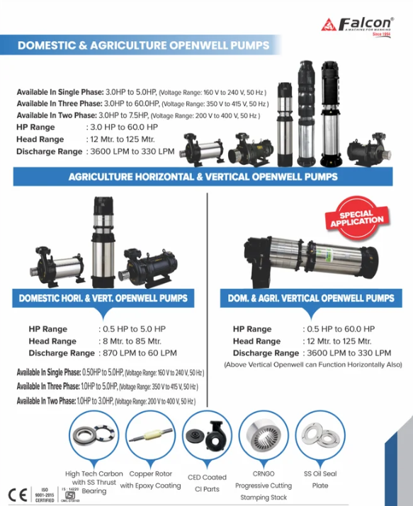 Falcon HMA 536 Deluxe Agriculture Horizontal CI Openwell Submersible Pump