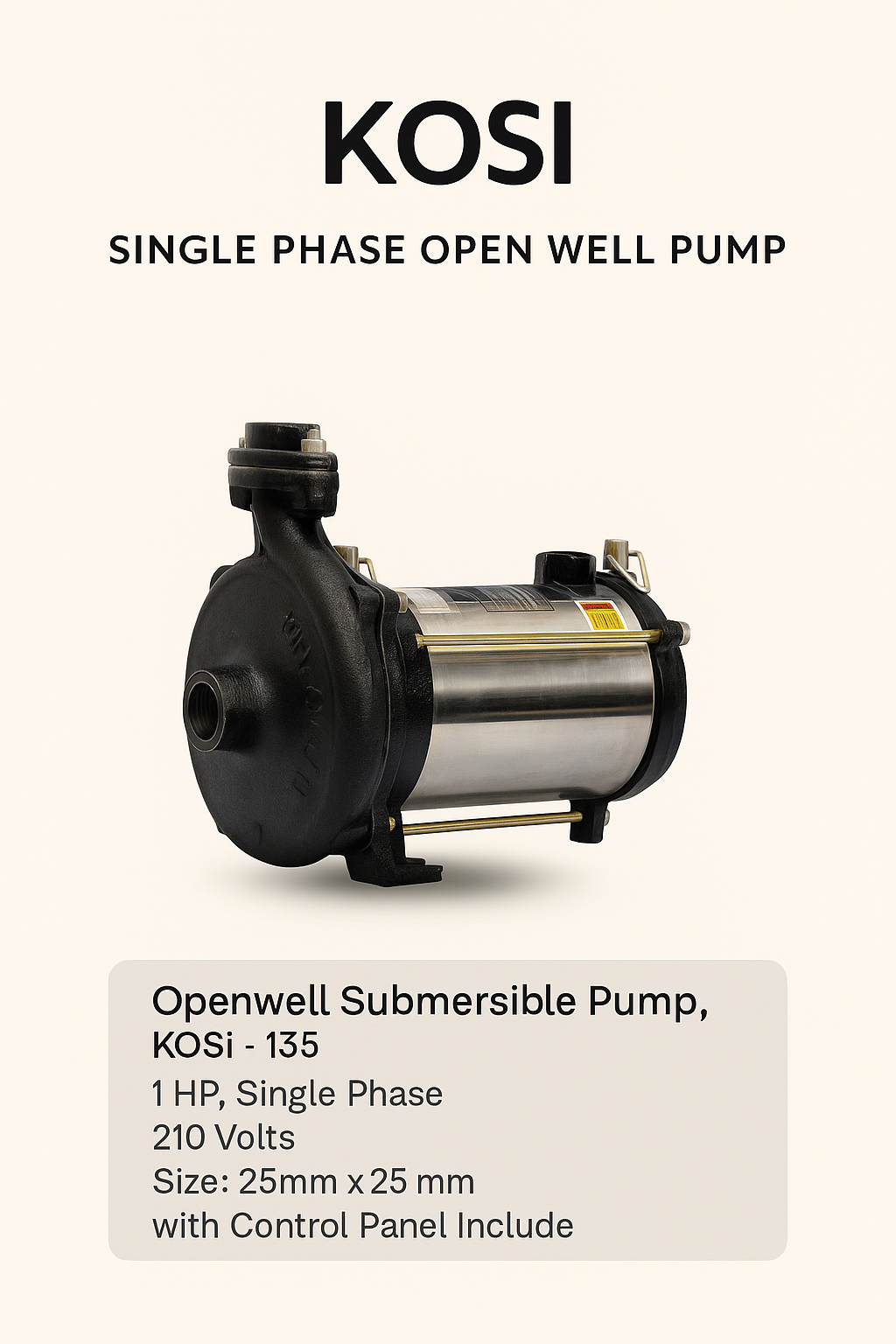 Self-Priming Pump, V FLOW, 1 HP, Single Phase, 240 Volts, Size 25mm X 25mm