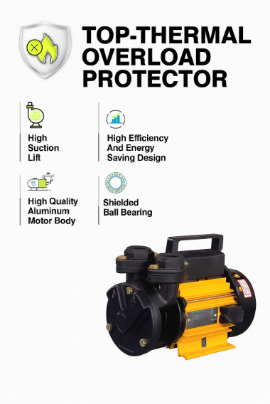 Self-priming Pump, Kirloskar V-FLOW, 0.5 HP, Single Phase, 240V, 25mm x 25mm