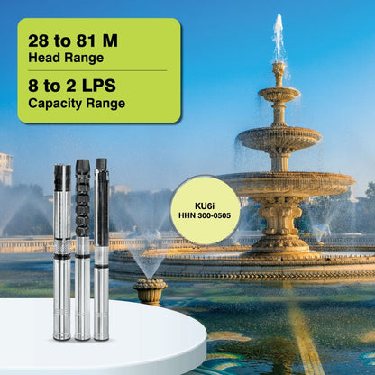 Borewell Submersible Pump, KU6i HHN 300-0505, 5 HP, Three Phase, 415 Volts, Size 65mm
