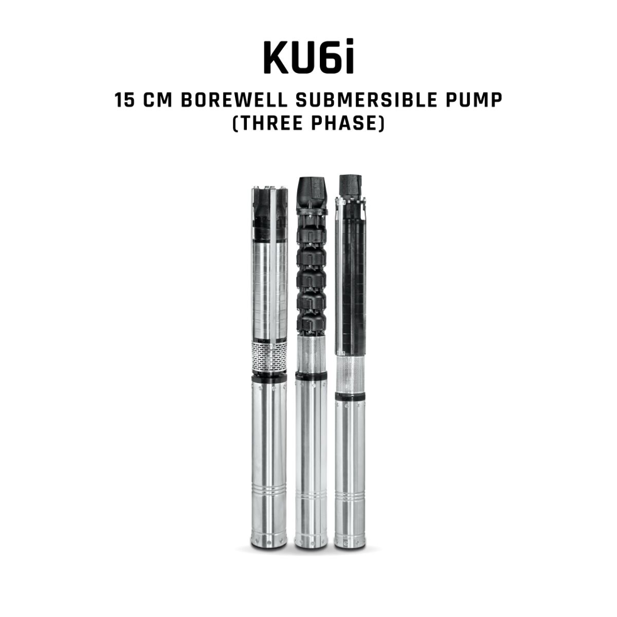 Borewell Submersible Pump, KU6i HHN 300-0505, 5 HP, Three Phase, 415 Volts, Size 65mm