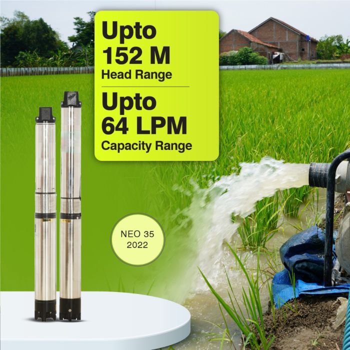 Borewell Submersible Pump, NEO 35-2022, 2 HP, Single Phase, 220 Volts, Size 32mm