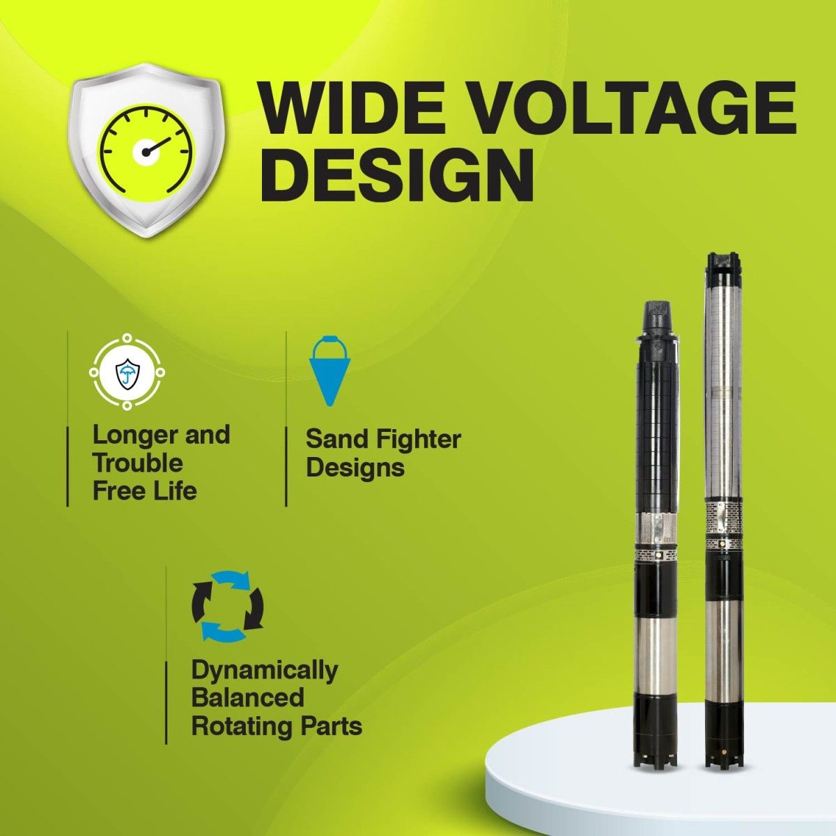 Borewell Submersible Pump, 100HHF-0808, 7.5 HP, Three Phase, 415 Volts, Size 50 mm